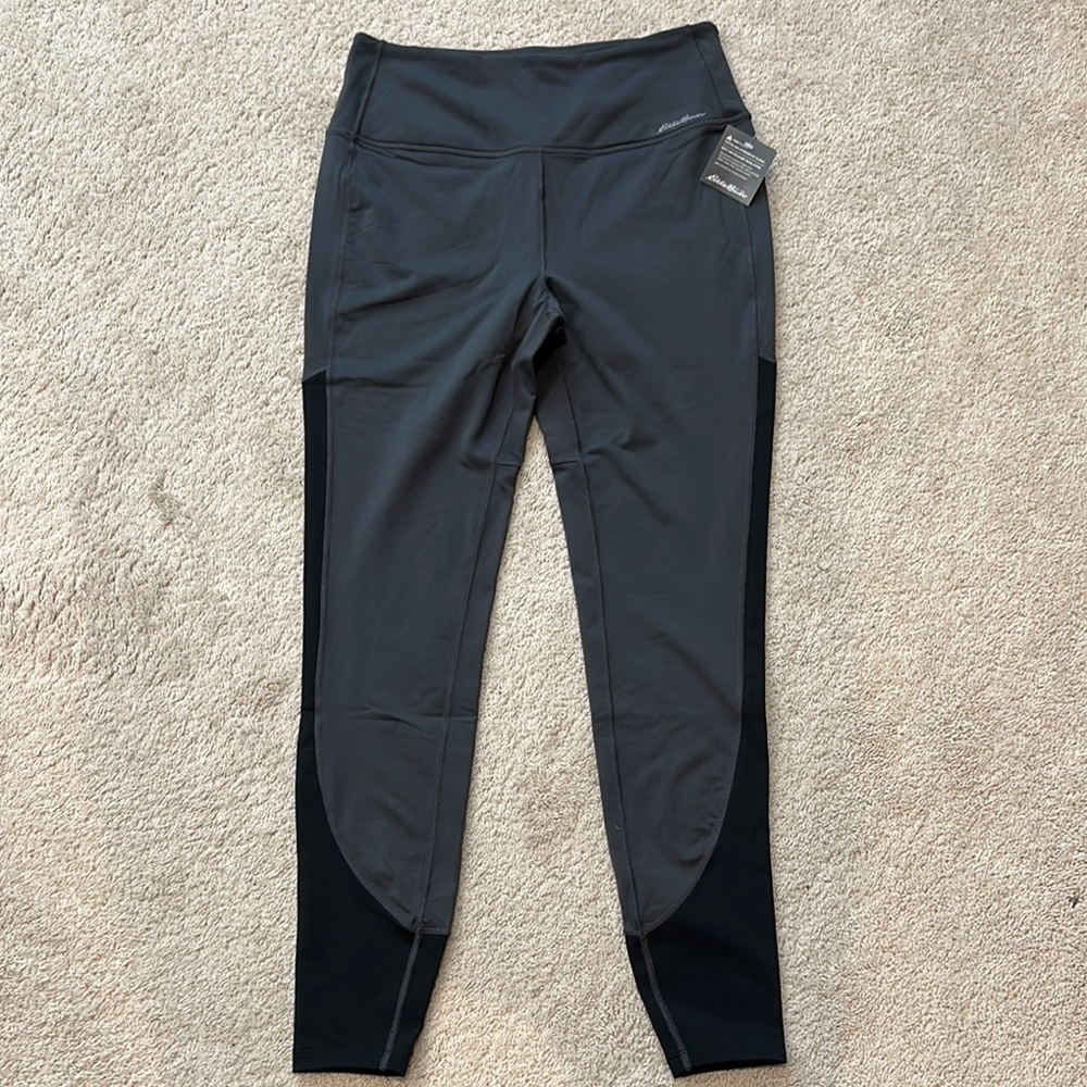 NEW - Eddie Bauer Gray and Black Leggings - Fleece Lined - Large